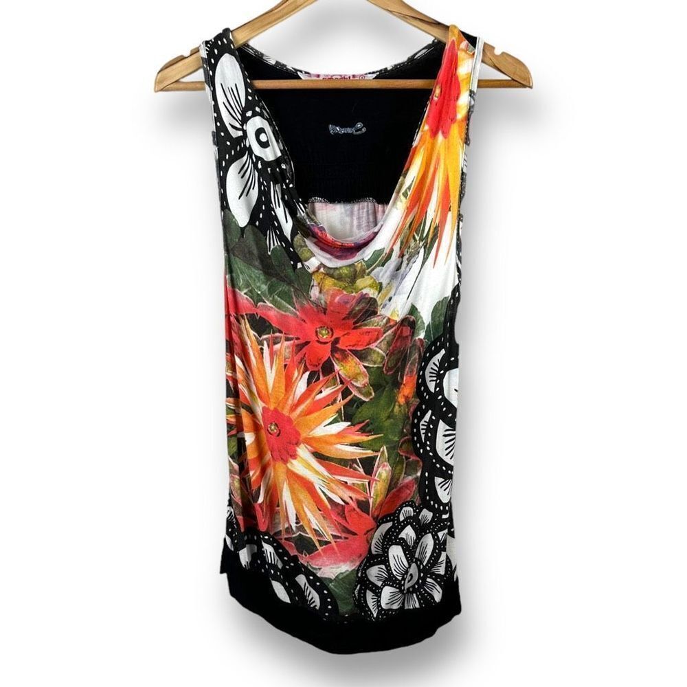 Smash floral print‎ racer back tank top size S